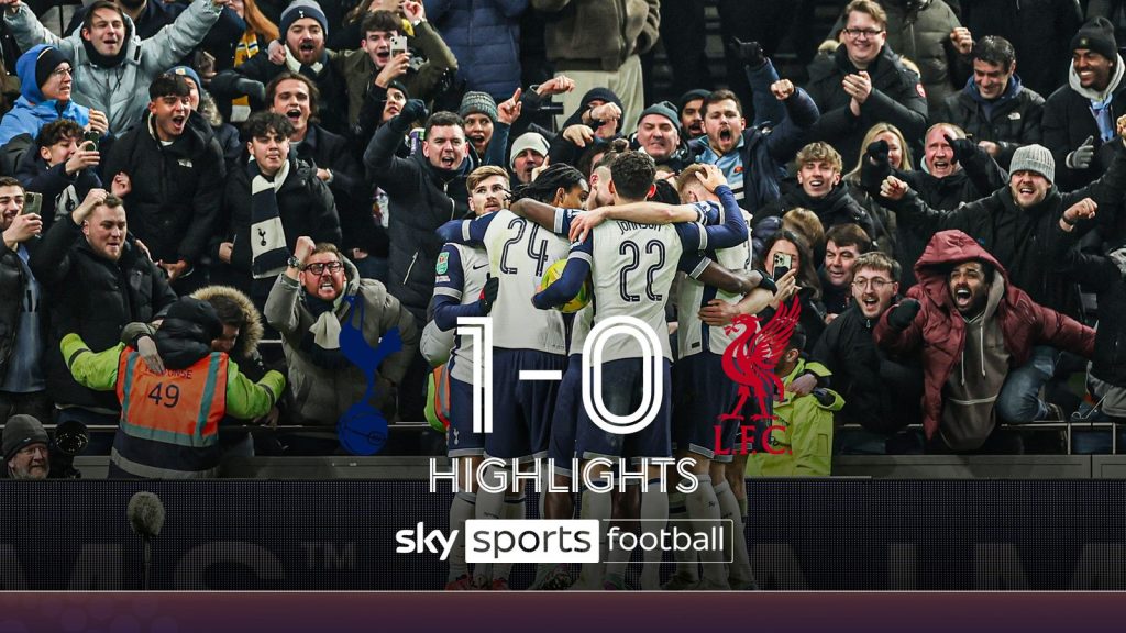 Highlights from Tottenham's first-leg win over Liverpool in the Carabao Cup semi-final.