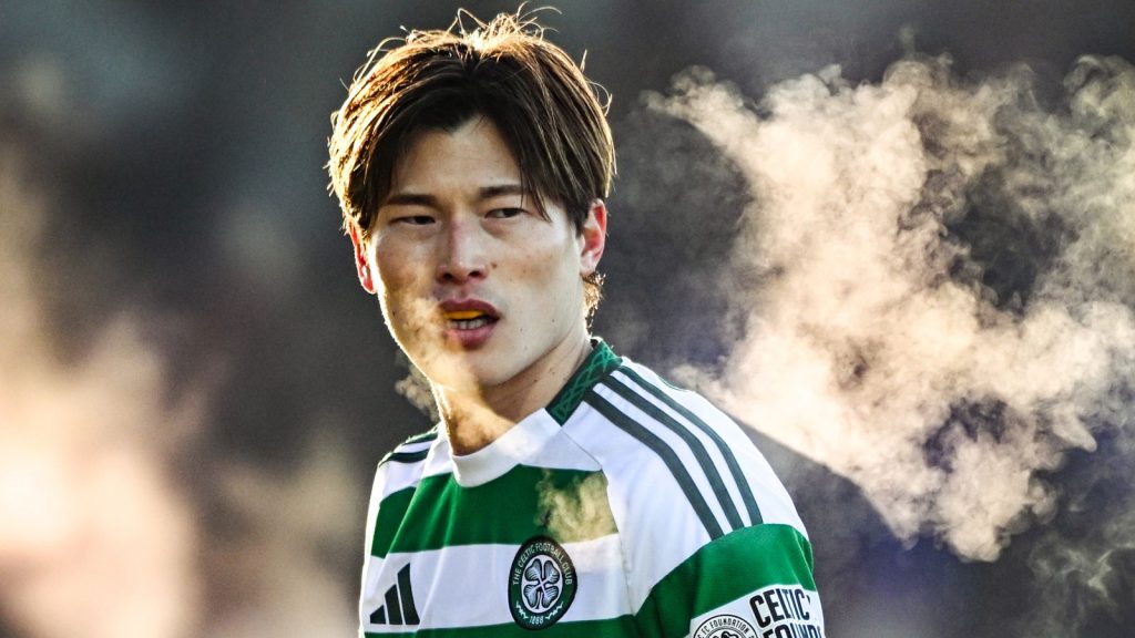 DINGWALL, SCOTLAND - JANUARY 11: Celtic...s Kyogo Furuhashi during a William Hill Premiership match between Ross County and Celtic at the Global Energy Stadium, on January 11, 2025, in Dingwall, Scotland. (Photo by Paul Devlin / SNS Group)