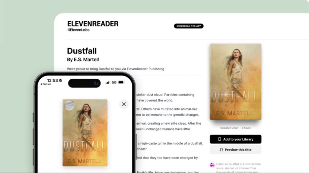 Elevenlabs now allows authors to create and publish audiobooks on their own platform