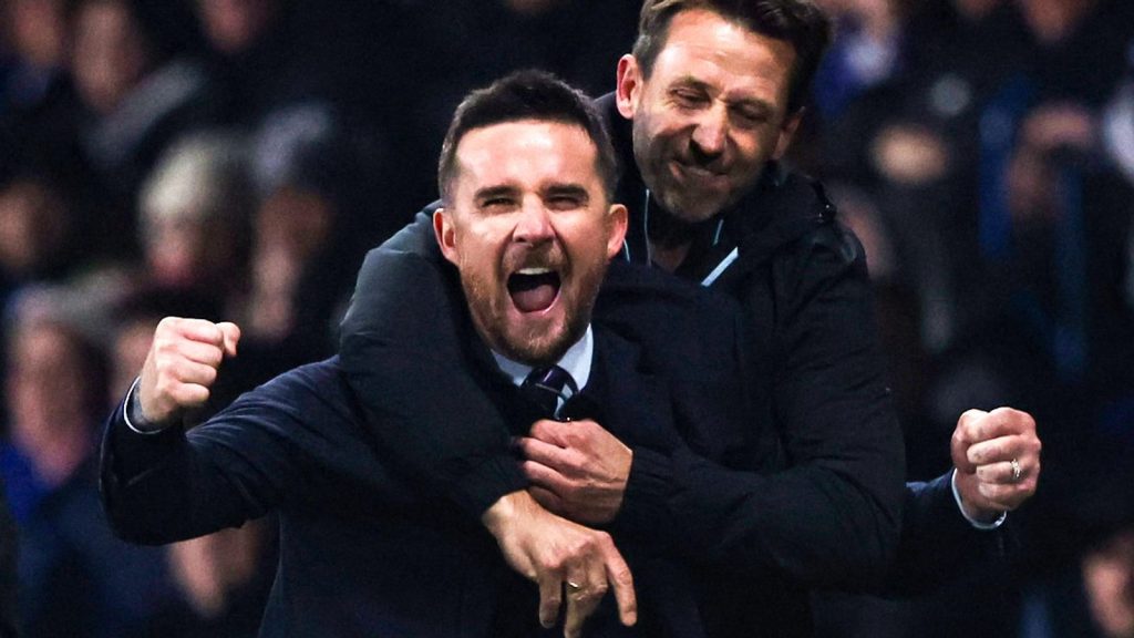 Rangers head coach Barry Ferguson celebrates with Neil McCann