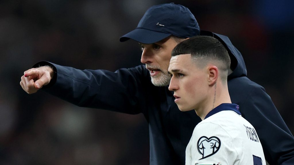 England boss Thomas Tuchel and Phil Foden